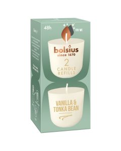 Bolsius clean light navullingen (24 uur) vanille en tonkaboon verpakt per 12 stuks