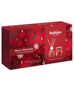 Bolsius geurglas en geurstokjes giftset merry moments verpakt per 2 stuks