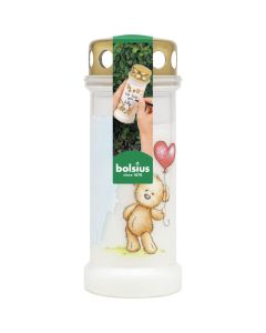 Bolsius graflicht nr. 6 met metalen deksel en knuffelbeer motief