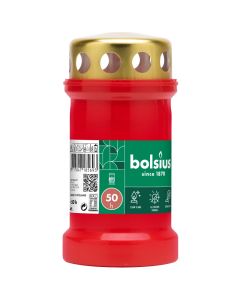Bolsius grafkaars rood transparant met regen deksel nr. 3 133/67 (50 uur) verpakt per 24 stuks