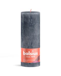Bolsius leiblauw rustiek stompkaars 190/68 (85 uur) slate blue verpakt per 4 stuks