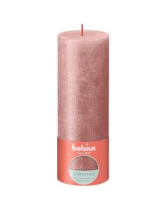 Bolsius metalliek roze gelakte rustieke stompkaarsen 190/68 (85 uur) shimmer pink verpakt per 4 stuks