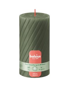 Bolsius olijfgroen rustiek twist stompkaars 130/68 (60 uur) fresh olive verpakt 4 stuks