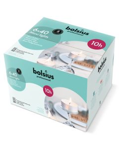 240 stuks witte 10 uur maxi waxinelichten 24/58 Bolsius ( 6 zakken met 40 stuks )