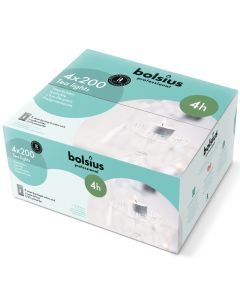 200 stuks Bolsius professional witte 4-uurs waxinelichtjes in Horeca zak