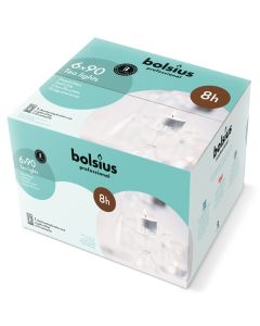 540 stuks witte 8 uur waxinelichtjes 24/38 Bolsius ( 6 zakken met 90 stuks )