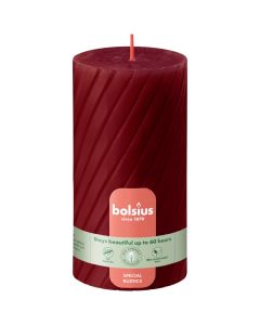 Rood rustiek twist stompkaars 130/68 (60 uur) Bolsius red