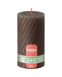 Taupe rustiek twist stompkaars 130/68 (60 uur) Bolsius rustic taupe