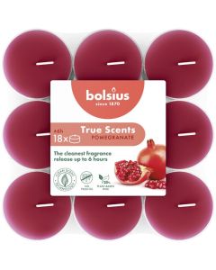 18 stuks Bolsius true scents granaatappel geurtheelichtjes (6 uur) clear cups pomegranate