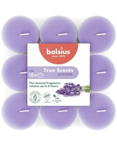 18 stuks Bolsius true scents lavendel geurtheelichtjes (6 uur) clear cups lavender 