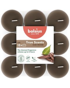 108 stuks Bolsius oud wood geurtheelichtjes (6 uur) clear cups - grootverpakking