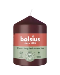 Bolsius wijnrood stompkaarsen 80/58 (17 uur) velvet red verpakt per 6 stuks