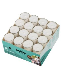 Bolsius Professional witte (8 uur) waxinelichtjes in transparante clear cups verpakt per 48 stuks