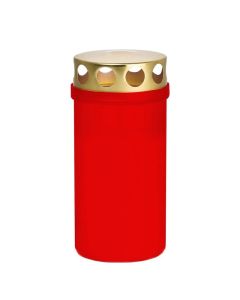 Graflichtjes in transparante rode houders met regendeksel. Nette nummer 3 grafkaarsjes voor binnen- en buiten gebruik