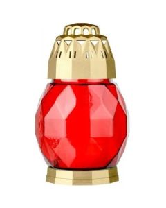 Bolsius lantaarn 2D diamant rood en goud (24 uur)