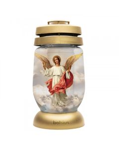 Bolsius lantaarn 3S engel glazen grafkaarsen met paraffinevullingen (36 uur)