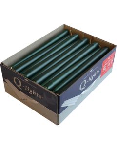 50 stuks dinerkaarsen van 24,5 cm lengte in de kleur donkergroen, als voordeelverpakking