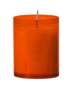 Oranje refill relight kaarsjes in transparante houders van hoogwaardige kwaliteit